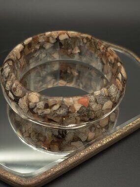 Vintage Genuine Sponge Coral Chip Lucite Bangle